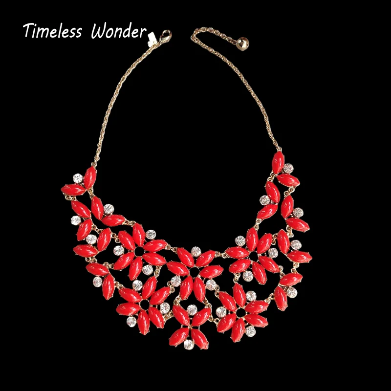 Timeless Wonder Fancy Zircon Geo Floral Statement Necklace for Women Designer Jewelry Runway Trendy Art Deco Luxury Rare 4426
