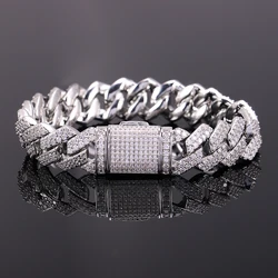 14mm Bracelet With Box Buckle High Quality Iced Out Cubic Zirconia Hip Hop Fashion Personality Jewelry For Gift Luxury Men Women