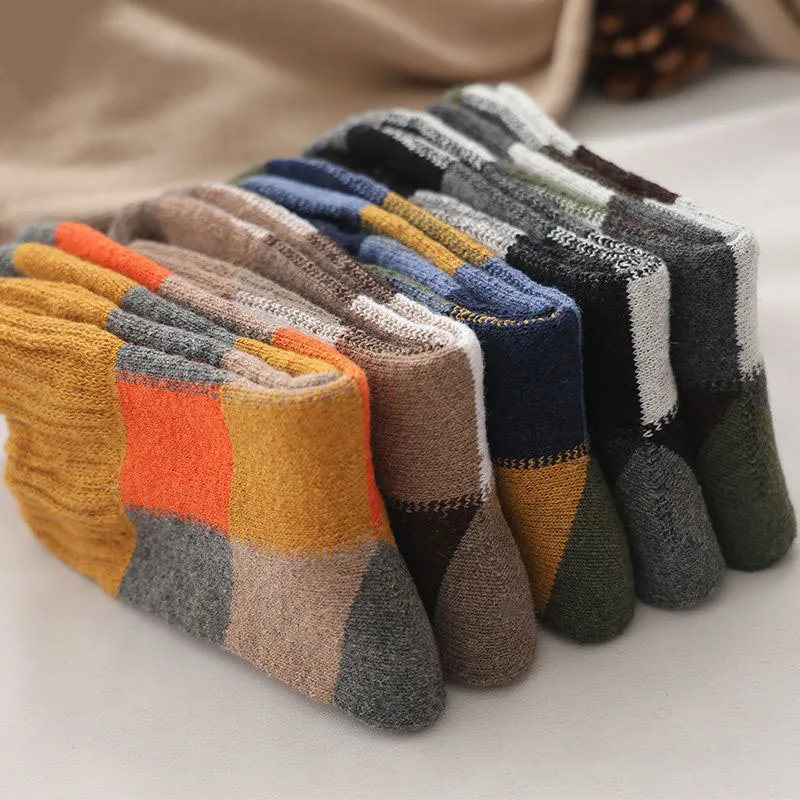 5 Pairs/Lot Men's Winter Thickened Socks High Quality Medium Tube Plush Warm Terry Socks Solid Color Deodorant Soft Towel Socks