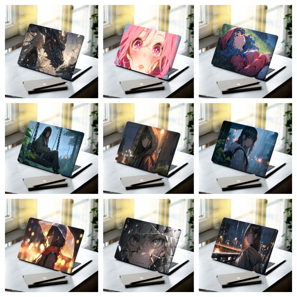 Dark Broken Mirror Eyes Aesthetic Laptop Skin Stickers Fantasy Notebook Cover for MacBook All Laptops Scratch-resistant Decals