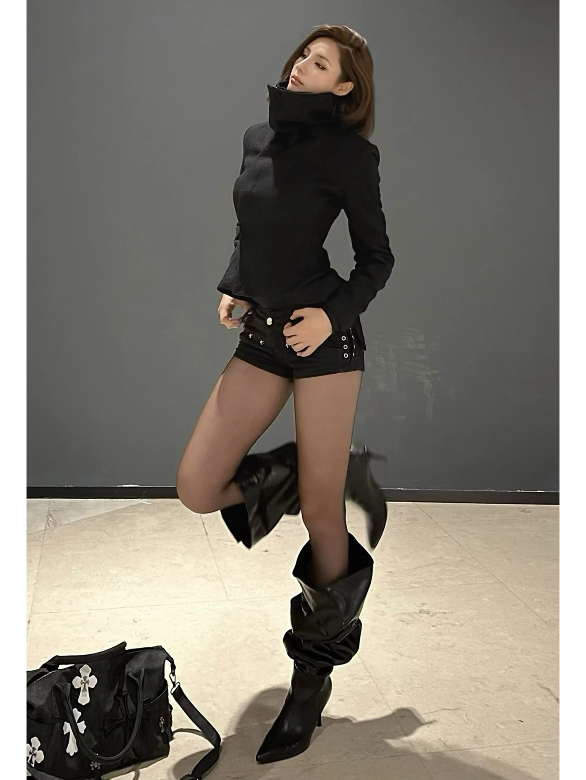 

HighlyR0 k Asymmetric High Collar Woolen Women's Sexy Slimming Versatile ort Jaet Coat 2025 Autumn Other Materia...