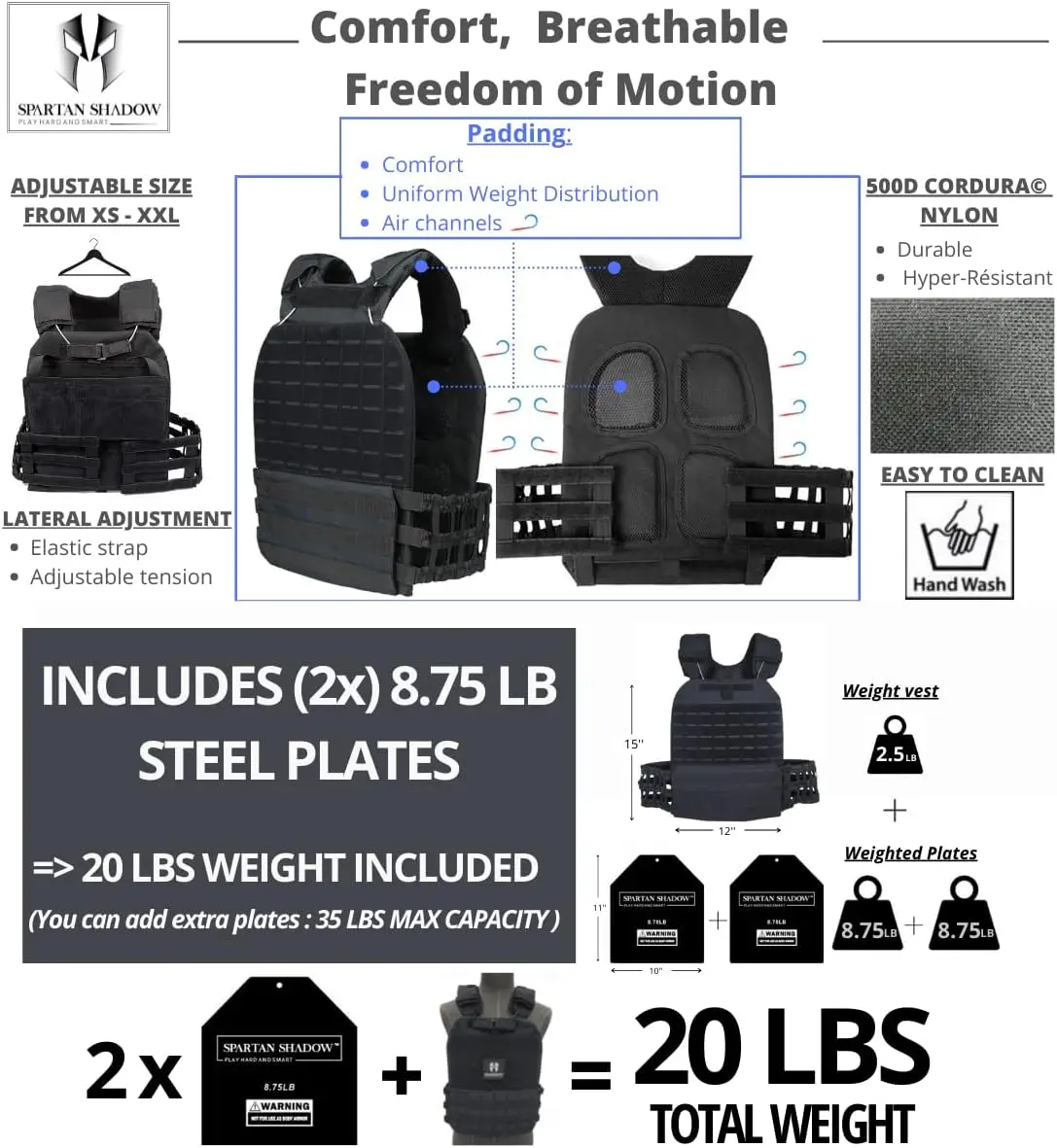 Men's Workout Endurance Training, No Specific Material, No Specific Color, 20lb Adjustable Weight Feature