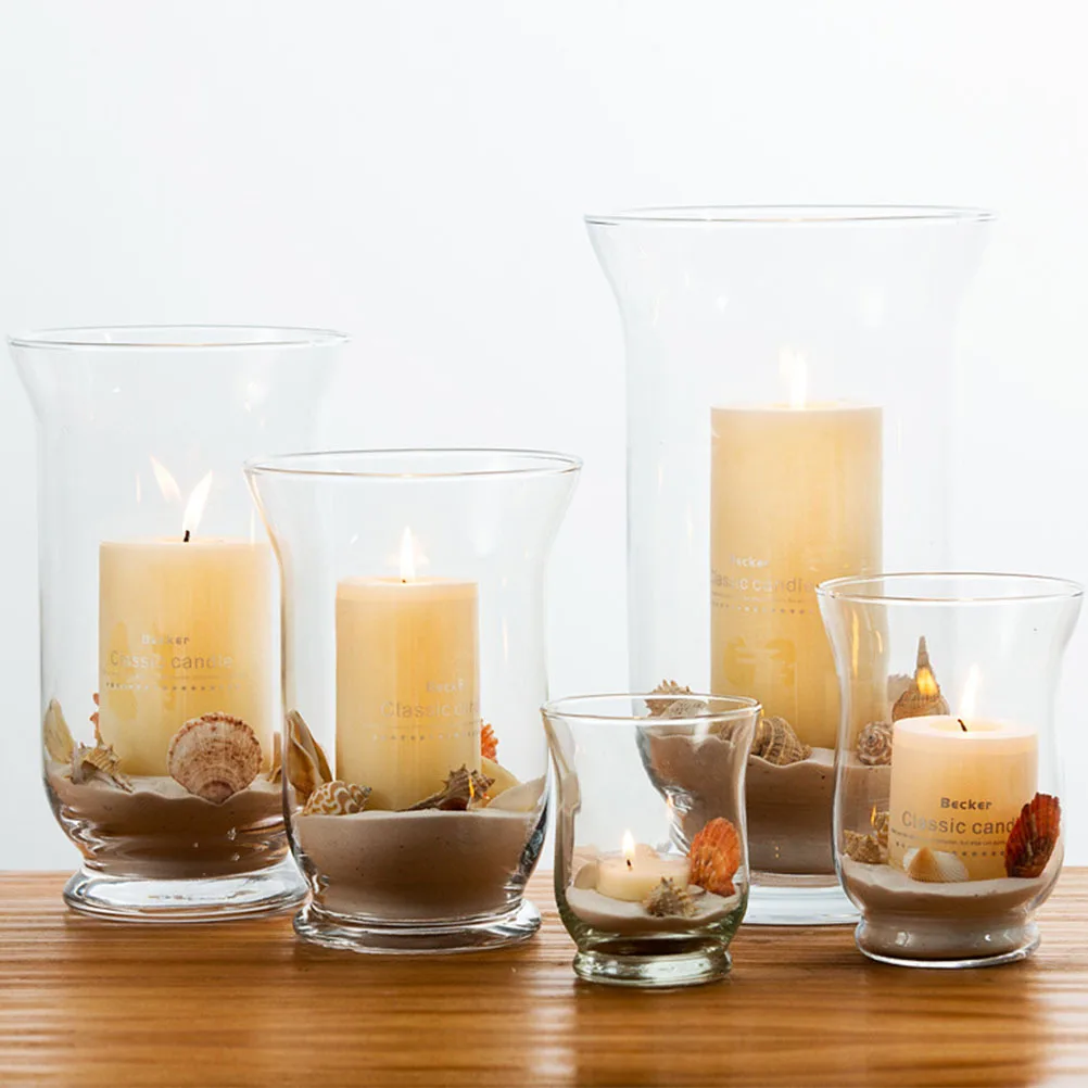 

Glass Windproof Stand Transparent Candleholder Simple Stylish Candlestick for Home Room Decor Glass Candlestick