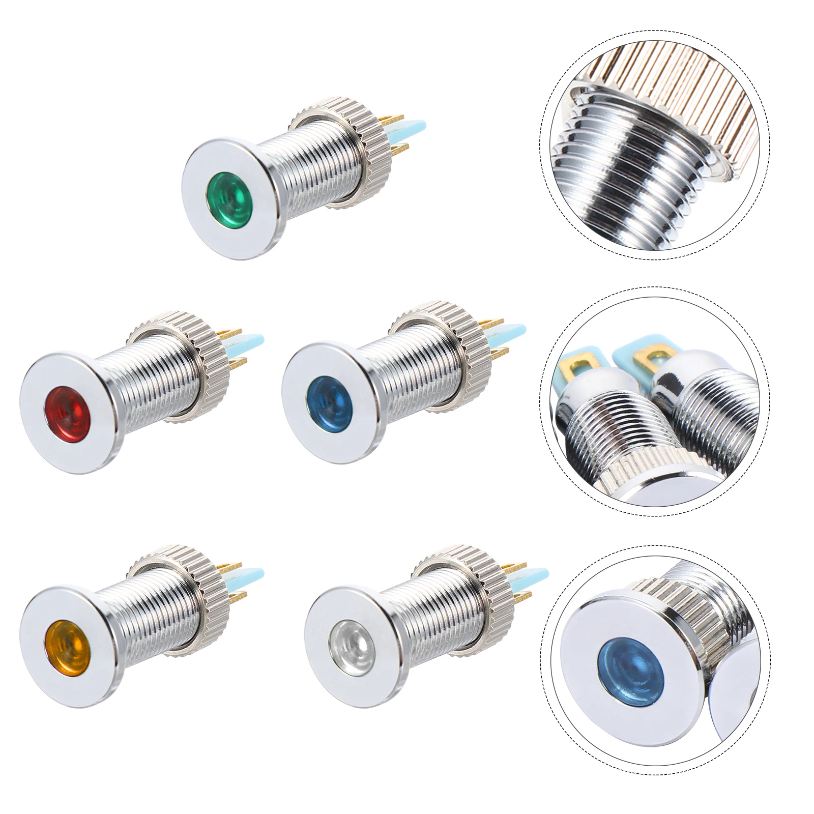 

5 Pcs Power Supply Metal Indicator Light Signal Lamp Replacement Lights for Car