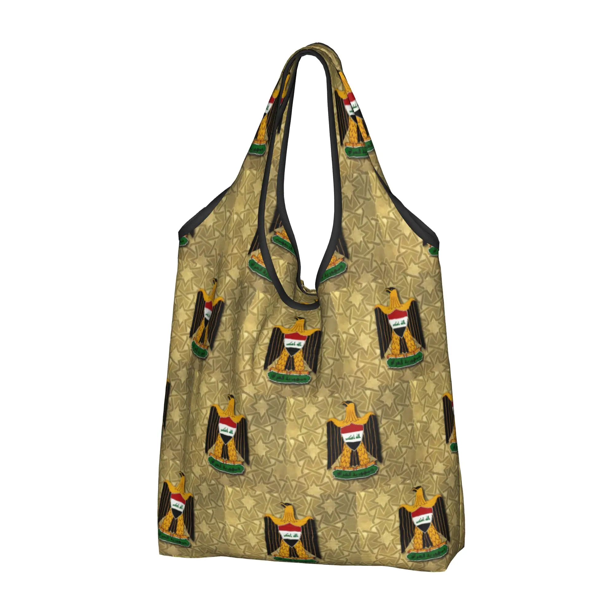 Iraq Eagle Flag  Groceries Tote Shopping Bag Women Cute  Shopper Shoulder Bag Big Capacity Handbags