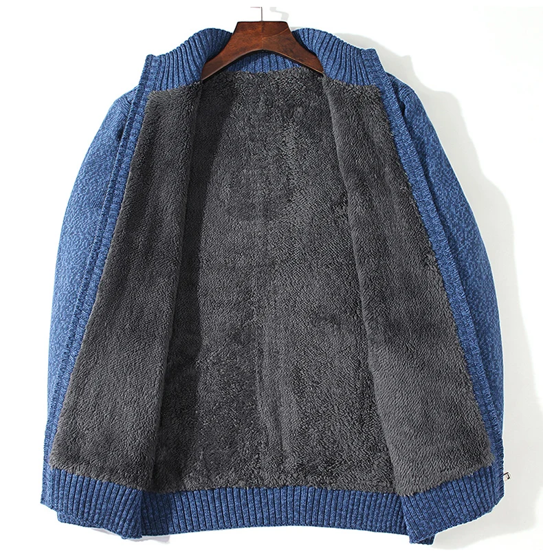 Warm Fleece Mens Wool Cardigan Sweater Thicken Cashmere Winter Cardigan Turtleneck Male 2022 Outwear Plus Size 4XL 5XL 6XL 7XL