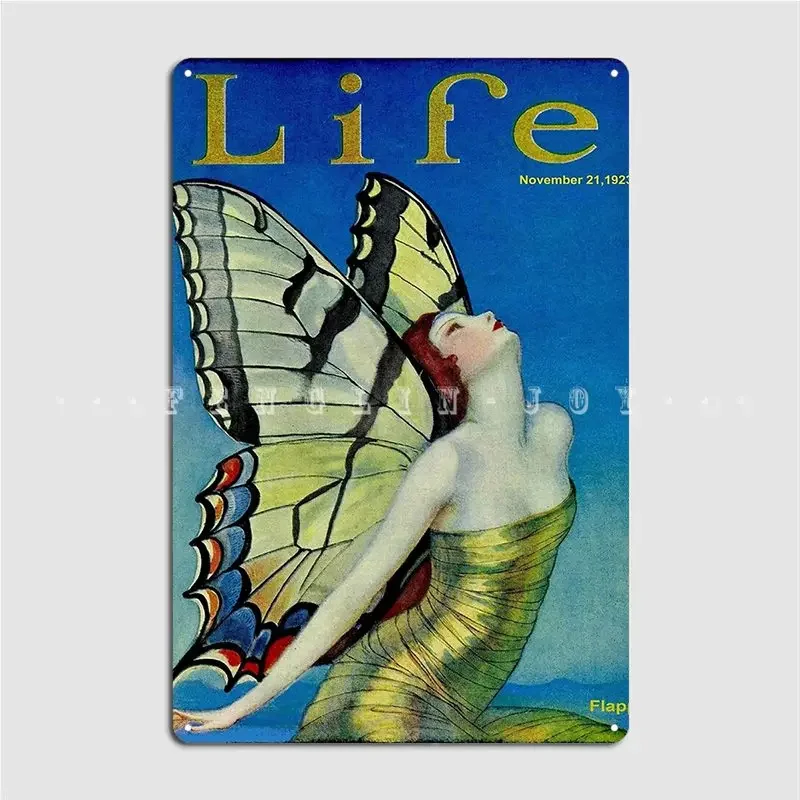 Life Vintage 1923 Flapper Butterflys Print Metal Sign Wall Cave Home Decoration Wall Decor Tin Sign Posters