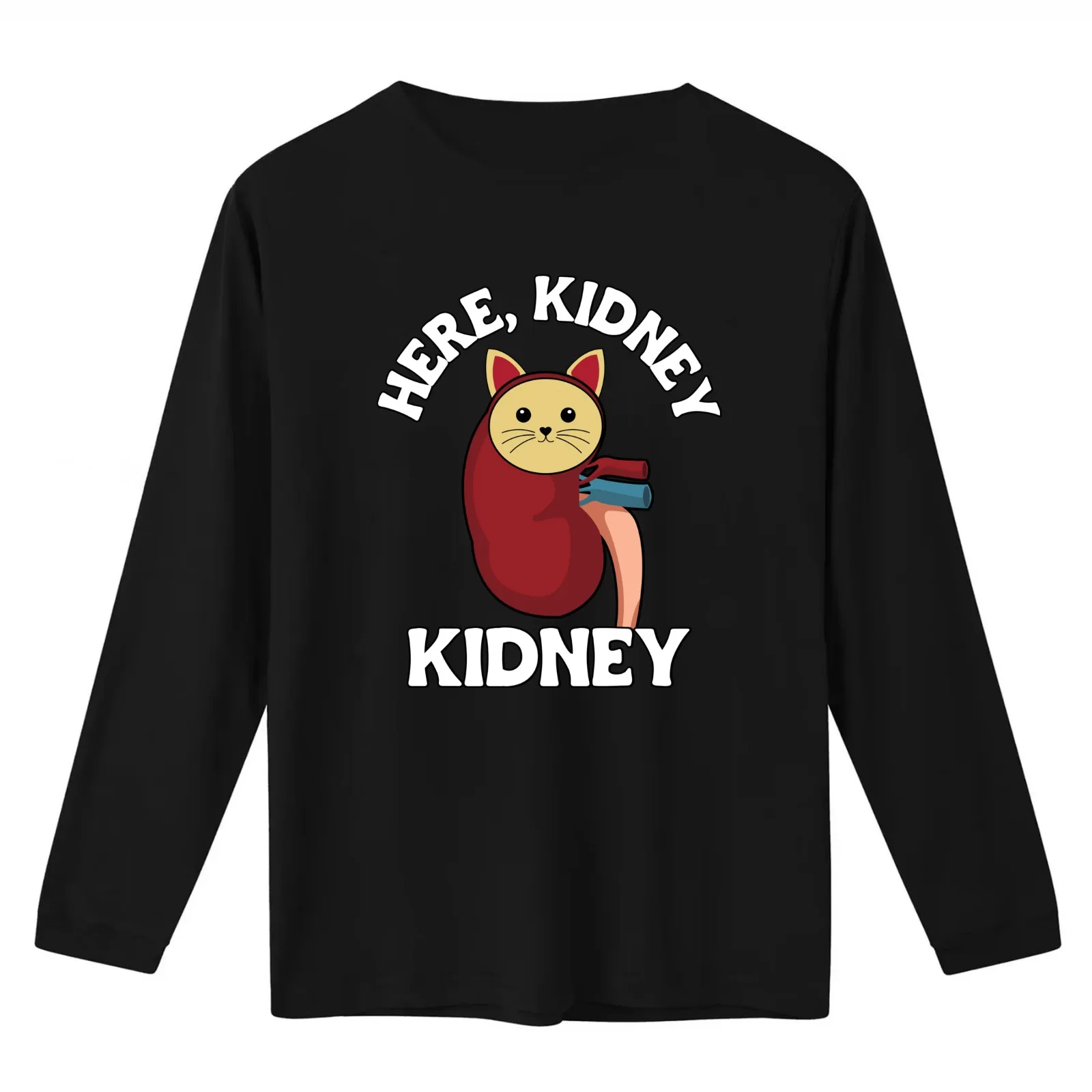 Funny Kidney Donor Or Transplant Here Kidney Kidney Cat Pun Kidney Cancer Awareness T-Shirt Summer Casual Cotton Tee