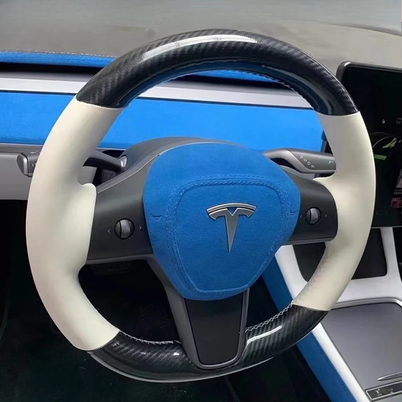 

For Tesla Model 3 Model Y 2018-2021 Hand stitched non-slip Genuine Leather car Steering Wheel Cover