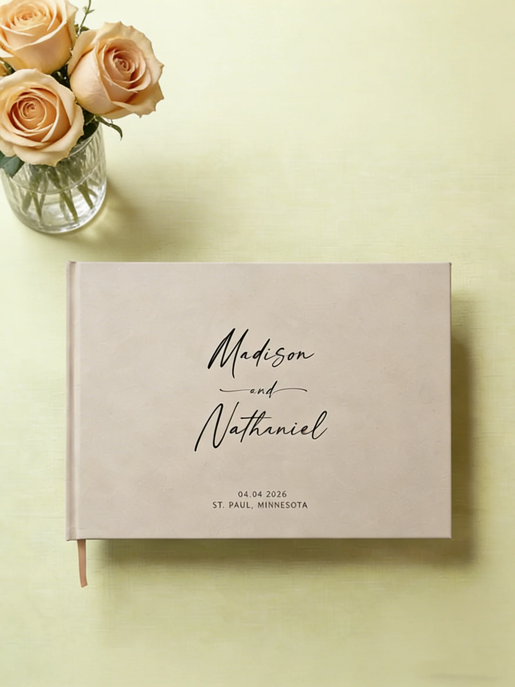 

Персонализированная большая свадебная книга для гостей в твердом переплете | Индивидуальное имя, дата и место проведения | Пустые страницы для сообщений и полароидных снимков