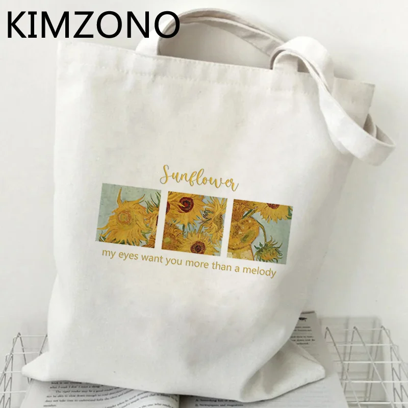 Bolsa de compras de Van Gogh, bolso de mano ecológico, tejido sacola