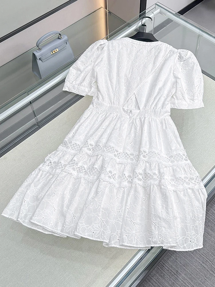 กระโปรงทรงเอผ้าลูกไม้สำหรับผู้หญิงระดับไฮเอนด์ ดีไซน์เว้าลายฉลุ แต่งขอบ รุ่นใหม่ล่าสุดสำหรับฤดูร้อน หรือกระโปรงเอวสูง หรือกระโปรงทรงเอ