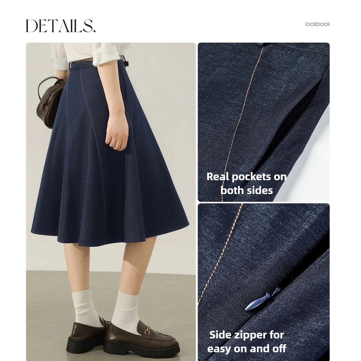 SENTUBILA Women's Elegant Skirts 2025 Autumn New Commut High-waisted Skirt Versatile Design A-line Loose Female Skirt 153QD2520