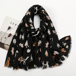 Châle en Viscose à Franges pour Femme, Imprimé Dachshund, Chien, Chat, Écharpe Douce Polyvalente, Écharpes Résistantes au Froid, Pashmina, Hijab Musulman