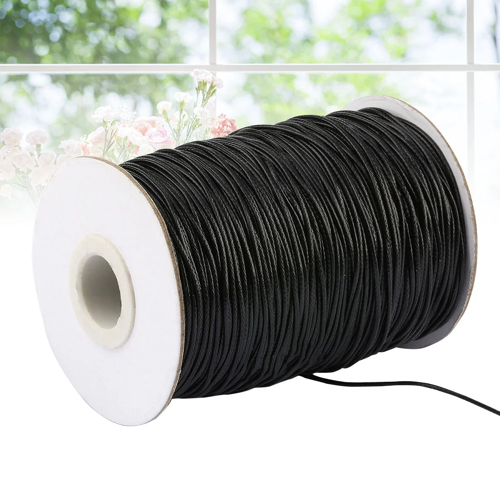 1 Roll 1mm 160 Meters Waxed Polyester Hand Knitting Cord String Beading Thread (Black) 1mm knitting cord