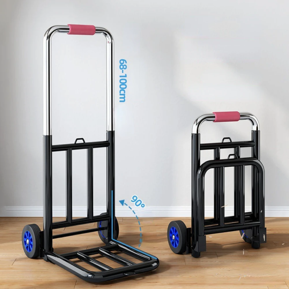 

Hand Carts Trolleys Small Pull Cart Folding Household Carry Trailer Shopping Grocery Stall Trolley Material Handling Tools