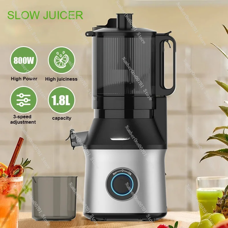 14cm Big Mouth Slow Juicer, 150W Cold Press Vegetable Fruit Juice Extractor with Auto Pulp Separation, EU Plug