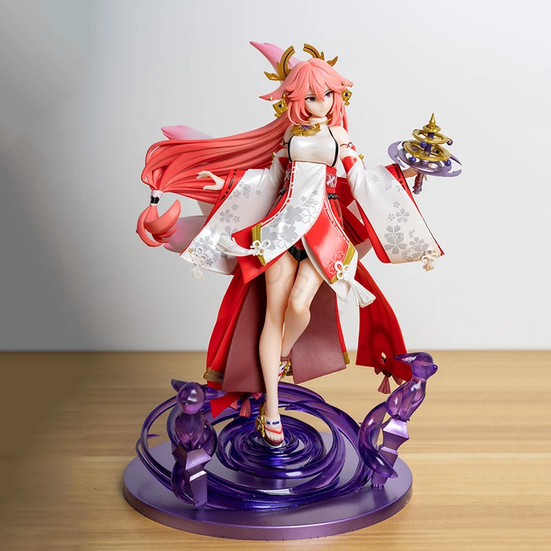 24 سنتيمتر Genshin Impact Yae Miko GK PVC عمل الشكل أنيمي نموذج لجسم اللعب جمع دمية هدية