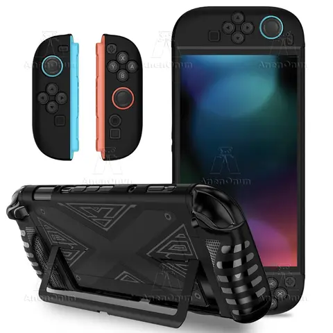 Switch 2 TPU+PC Split Case Non-Slip Grip Full Cover Skin Shockproof Anti-Scratch All-Round Protection Durable Soft Shell - Black