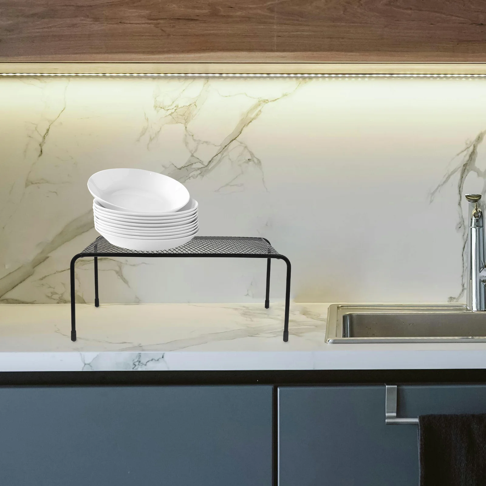 

Kitchen Counter Metal Dish Drying Rack Sturdy Multi-Functional Tableware Holder Plate Bowl Cup Organizer Drain Board