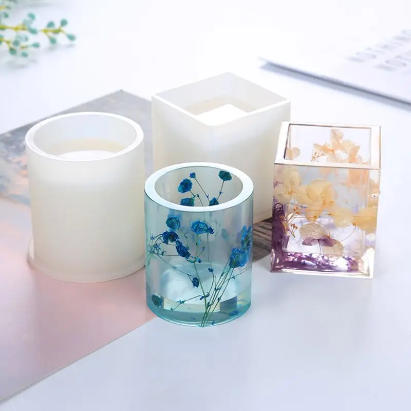 Exquisite Pen Holder Silicone Mold for Creative Crystal Epoxy Mirror Vase Mould Drop Shipping