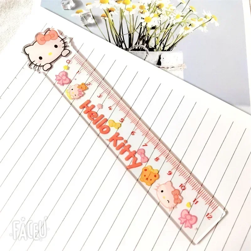 Sanrio New Ruler Melody Kuromi Hello Kitty School Supplies Cute Transparent Acrylic Kawaii Cartoon Anime Stationery Girls Gift