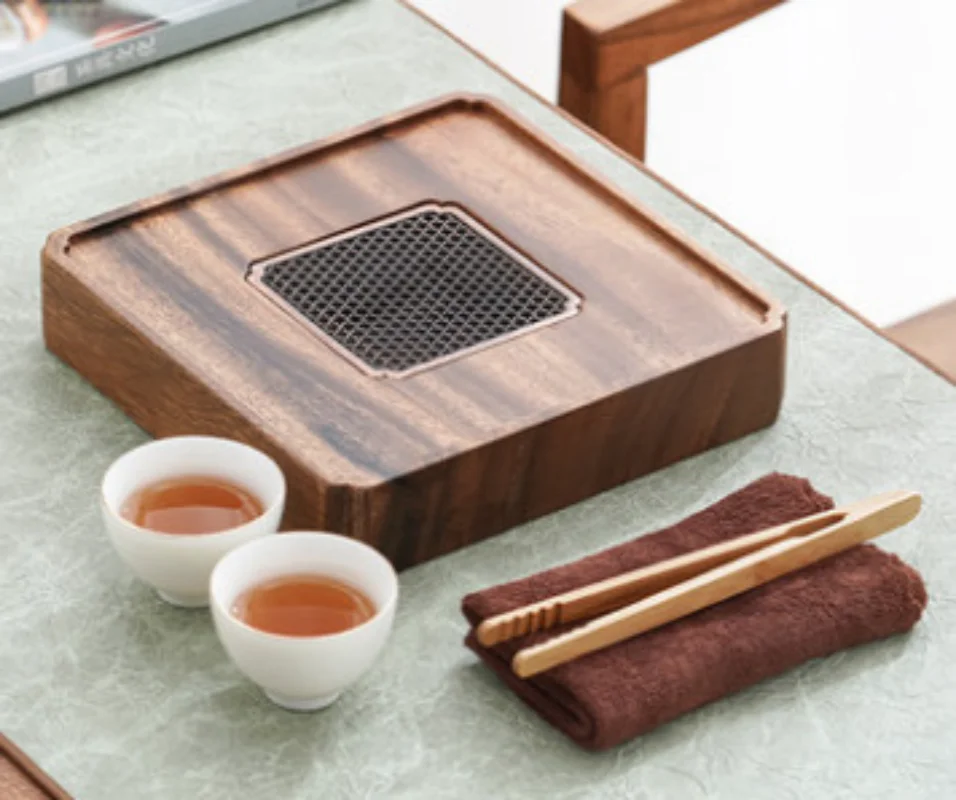 Walnut Wood Tea Tray Drainage Type Household Small Dry Brewing Table Tea Sea Solid Wood Kung Fu Tea Set Tea Table Tray