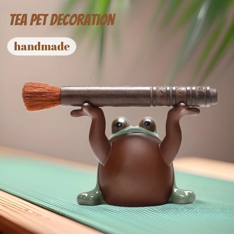 

Cute Frog Shape Ceramic Tea Pet Decoration Handmade Crafts Statue Tea Figurine Lucky Ornament Boutique Oolong Tea Accessories