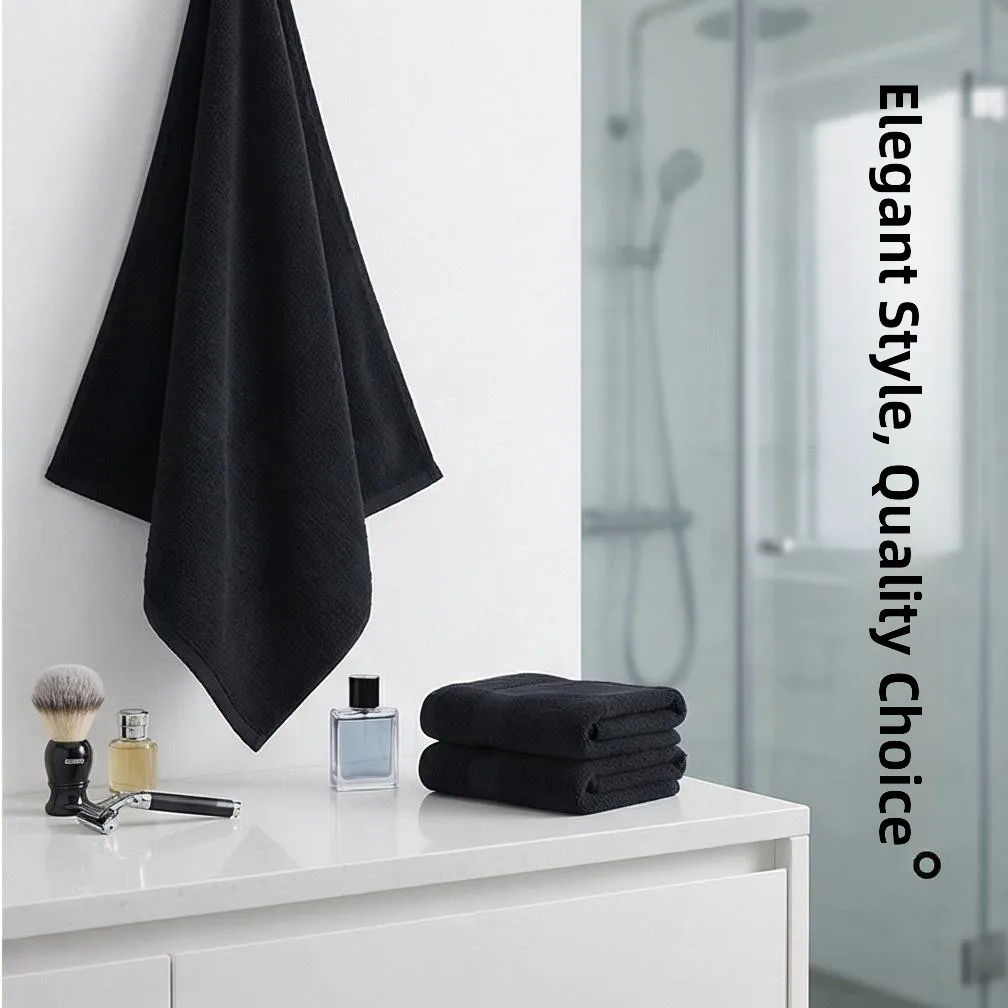 

Black Absorbent Men's Face Towel Non-Shedding Color Fastness Home Use Soft Towel for Fitness Thickened Polyester Fiber