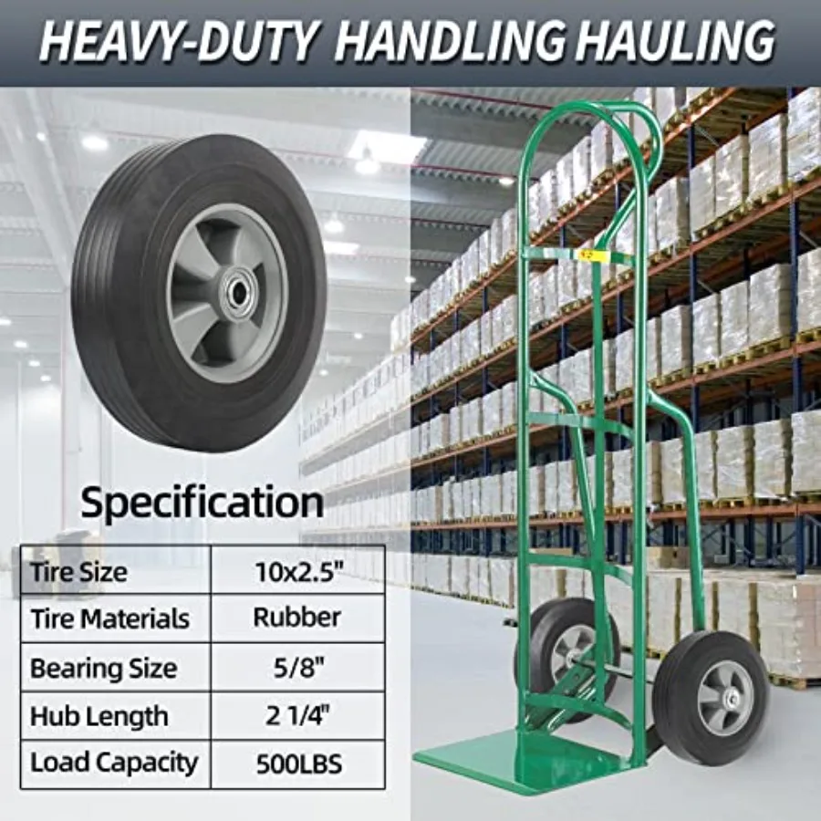 Pneu e roda de borracha sólida, 10x2.5, 5 ou 8 eixos, furo 2 1 4, substituição de cubo offset 4.10 3.504 para caminhão manual dolly t