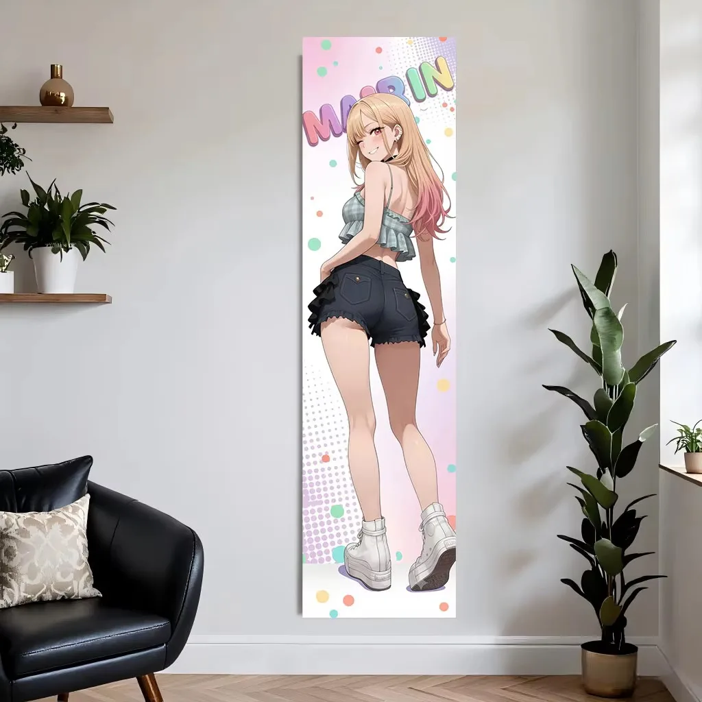 M-Marin K-Kitagawa Extra Long Vertical Tapestry, Y2K Anime Girl Polyester Wall Hanging Kawaii Decor for Bedroom Dorm Otaku Room
