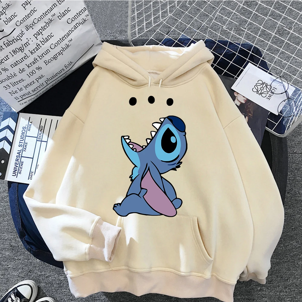 

Женская толстовка с рисунком Disney Stitch, осенне-зимняя флисовая повседневная пуловер унисекс, толстовка, одежда с капюшоном, уличная одежда большого размера
