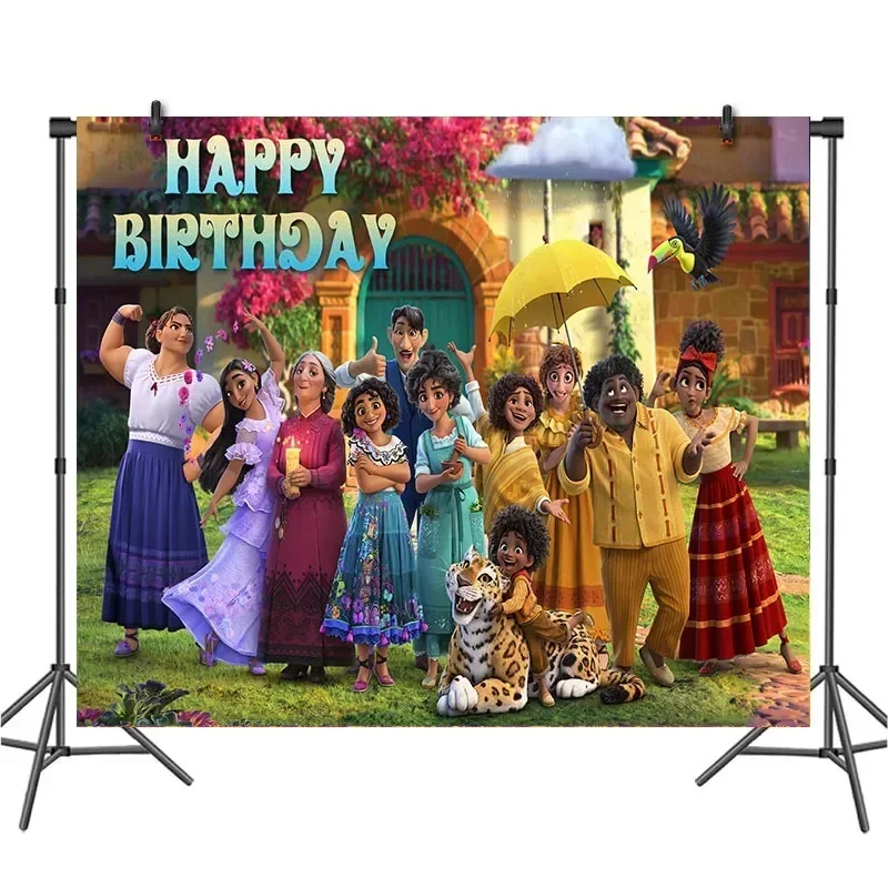 150X100CM Disney New Encanto Movie Kids Party Background Stand Photo Decorative Cloth Kids Birthday Mirabel Wall Decor Curtains