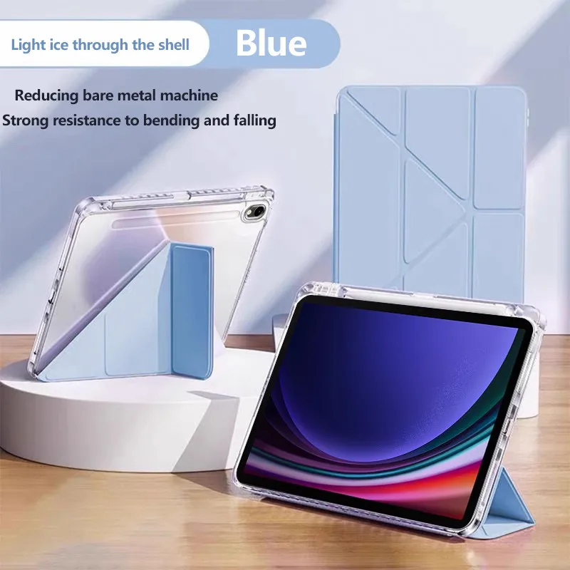 High Transprent Acrylic Hard Case For Samsung Galaxy Tab S10 Plus 12.4 2024 S10+ S9 FE Plus A9Plus 11 2023 With Pen Slot