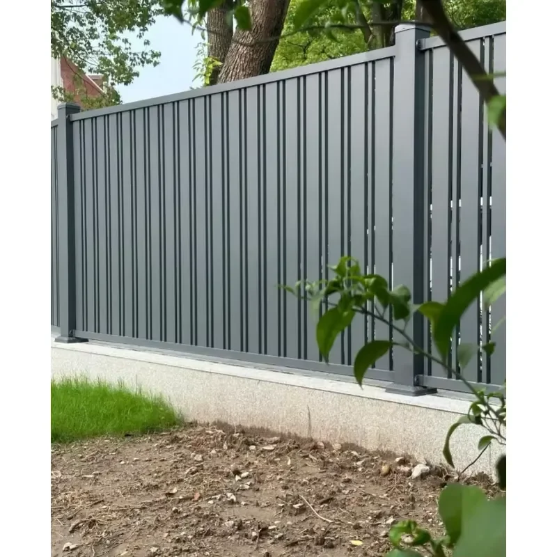 Modern Black Aluminum Privacy Fence Easy-to-Assemble No Dig Horizontal Slat Panels for Security Application patio fence