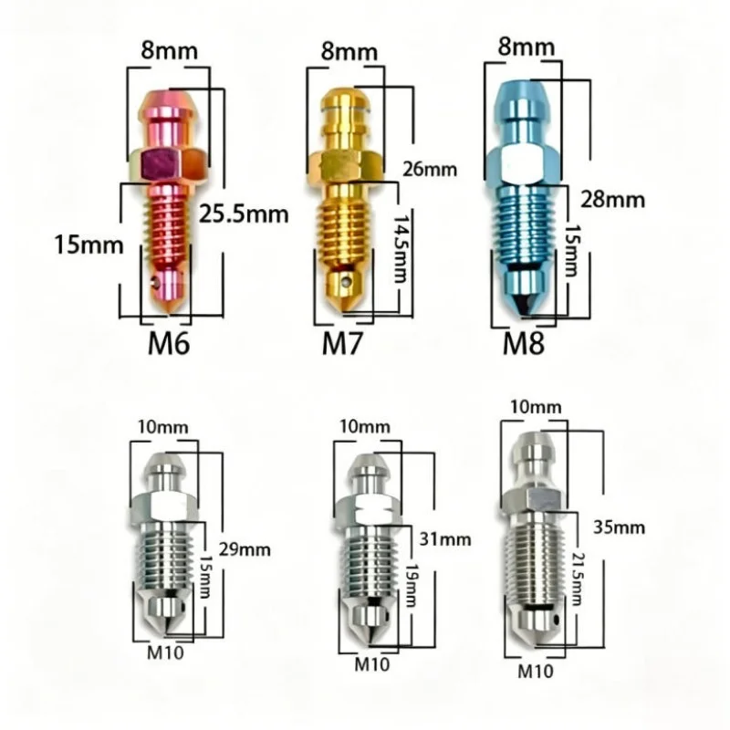 Titanium Alloy Bolts M6 M8 M10 P1.0/1.25mm Motorcycle Brake Caliper Bleed Screws Suitable for Brembo/Franca Caliper Bleed Screws