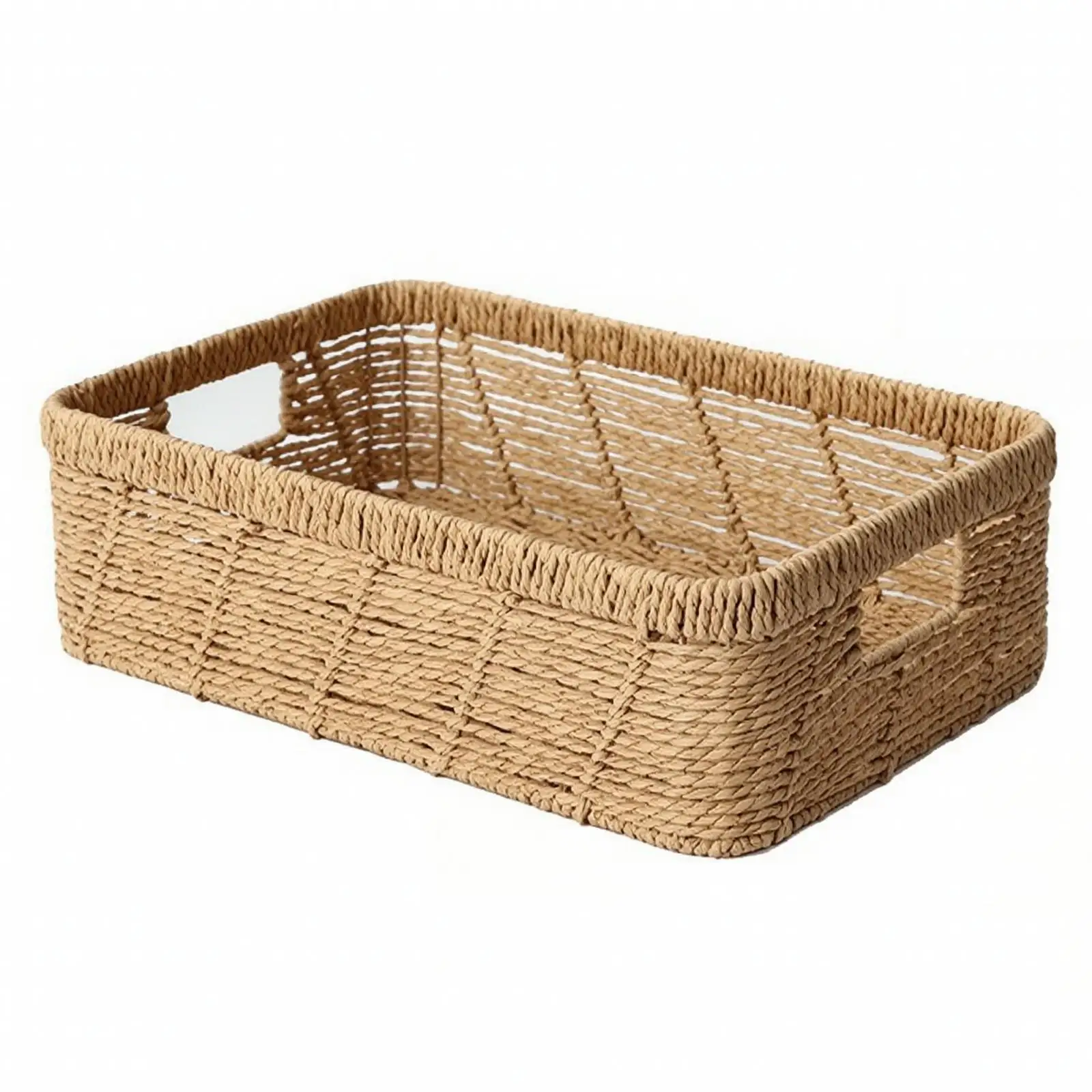 Braided Storage Basket with Handles for Living Room Toy Organizer Airy Woven Decor Bin