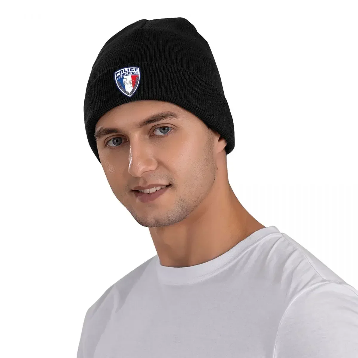 FRENCH MUNICIPAL POLICE INSIGNIA Warm Knitted Cap Fashion Bonnet Hat Autumn Winter Outdoor Beanies Hats for Men Women Adult