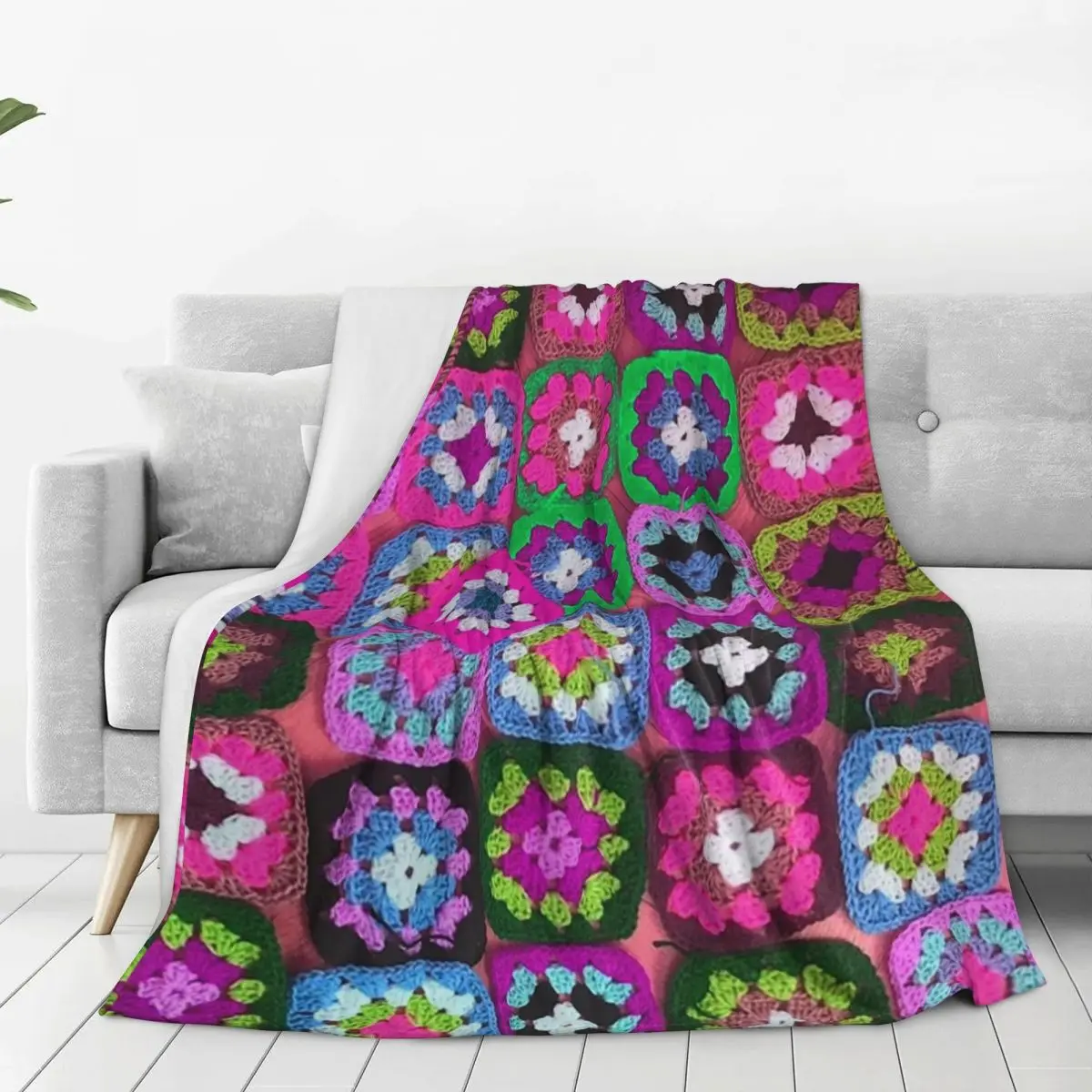 Crochet Blanket Granny Square Blanket Flannel Warm Throw Blankets Sofa Throw Blanket For Couch Bedding Travel Throws Bedspread