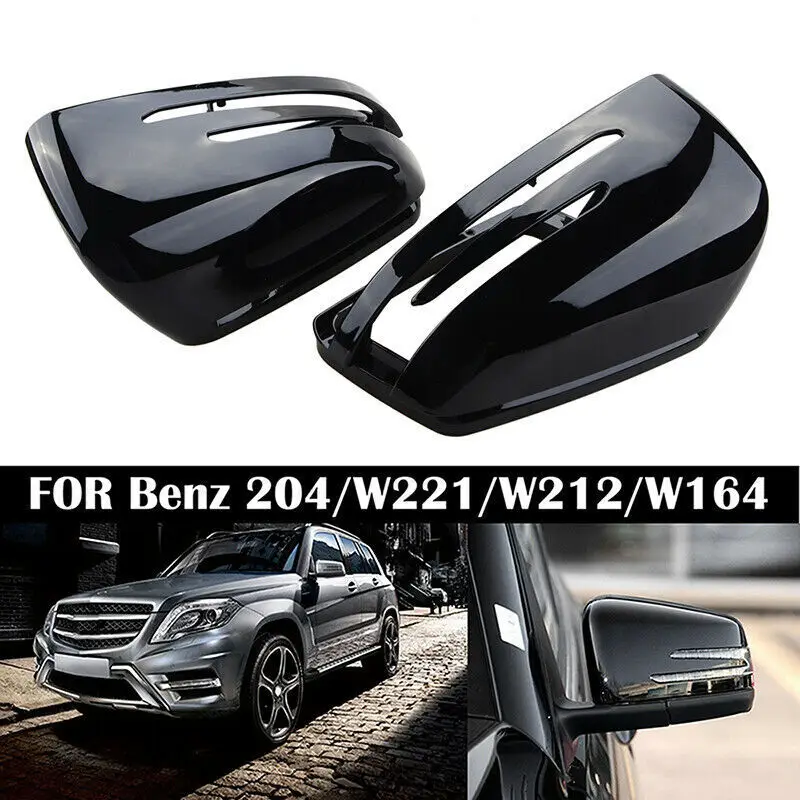 For Mercedes Benz W176 W246 W212 W204 C117 X156 X204 W221 C218 CLA GLA GLK Rear View Mirror Cap Cover Replacement Gloss Black