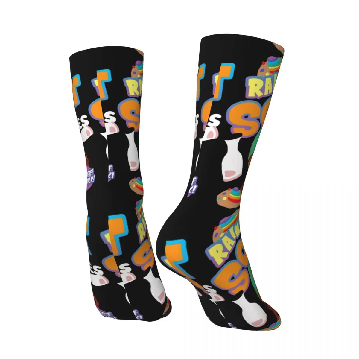 Funny Crazy Sock for Men Rainbow Squirt Cookies Hip Hop Harajuku Psychonauts Razputin Lili Zanotto Game Printed Boys Crew Sock