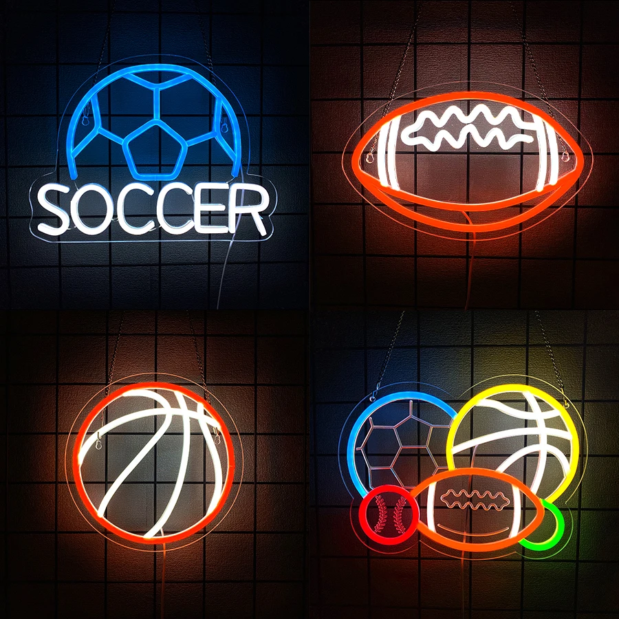 Five Ball Combination Neon Sign For Wall Decor, Led Neon Light Up Signs For Bedroom,Living Room,Game Room,Man Cave,Gym Decor