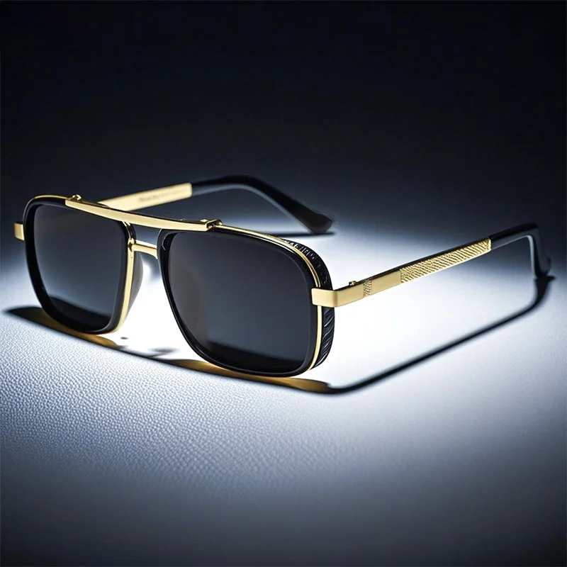 

Sunglasses Men Women Rectangular Metal Double Beam Large Frame Sun Glasses Luxury Brand Besign Sunglass lunettes de soleil homme