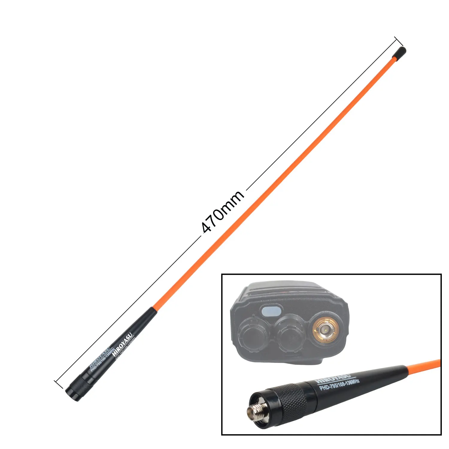 Walkie Talkie Air Band Whip Handheld Antenna 108-136MHz 2.15dB High Gain 47cm Hiroyasu PHD-795 Aviation Band Portable Antenna