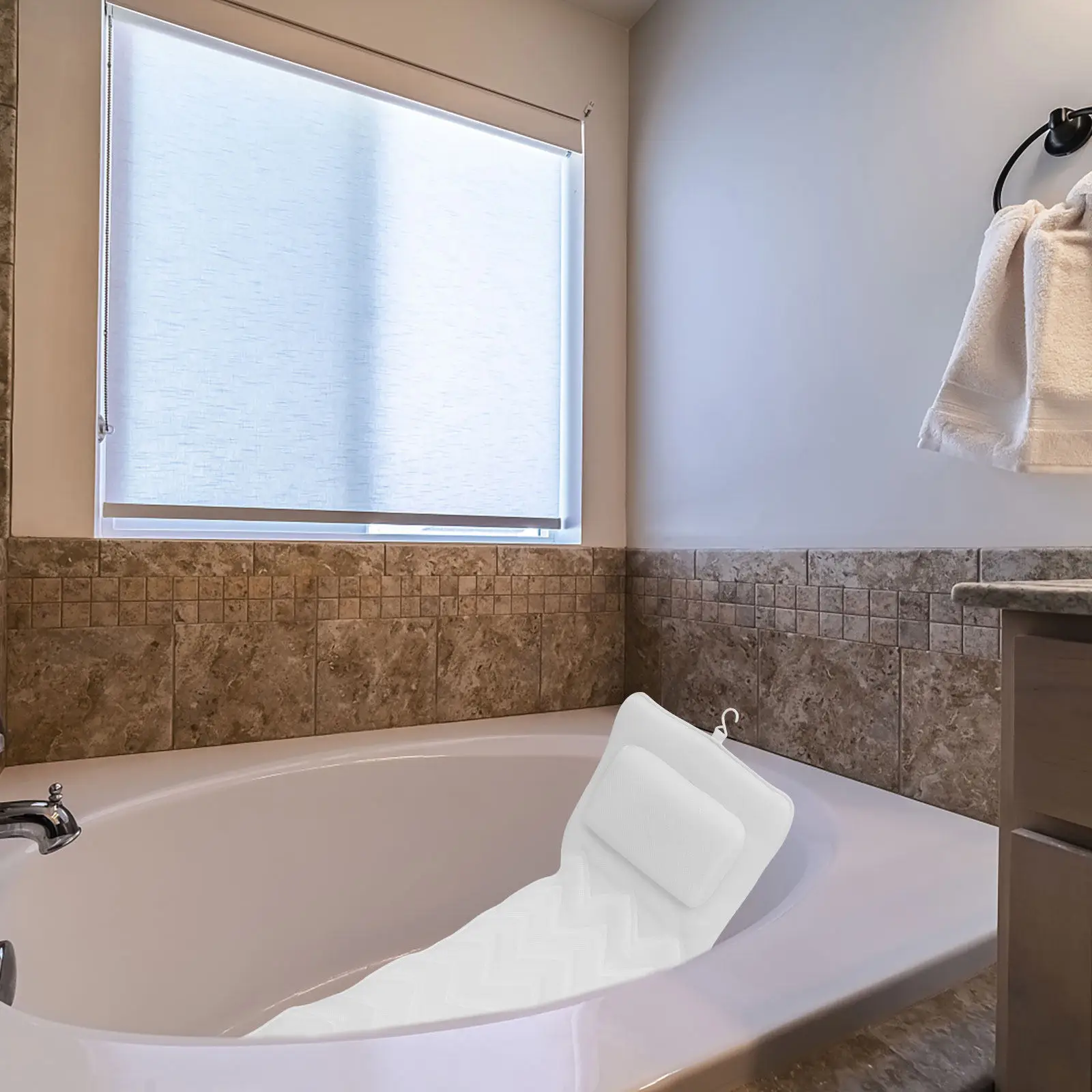 

Premium 3D Ergonomic Bathtub Pillow with Strong Suction Cups for Head Neck Support Comfortable Non-Slip Bath Pillow Spa Tub