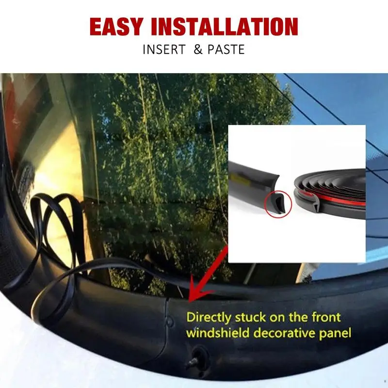 Car Seal Strip For Windshield Reduce Noise Front Windshield Weather Stripping Rubber Flexible H Type Smooth Surfaces Car