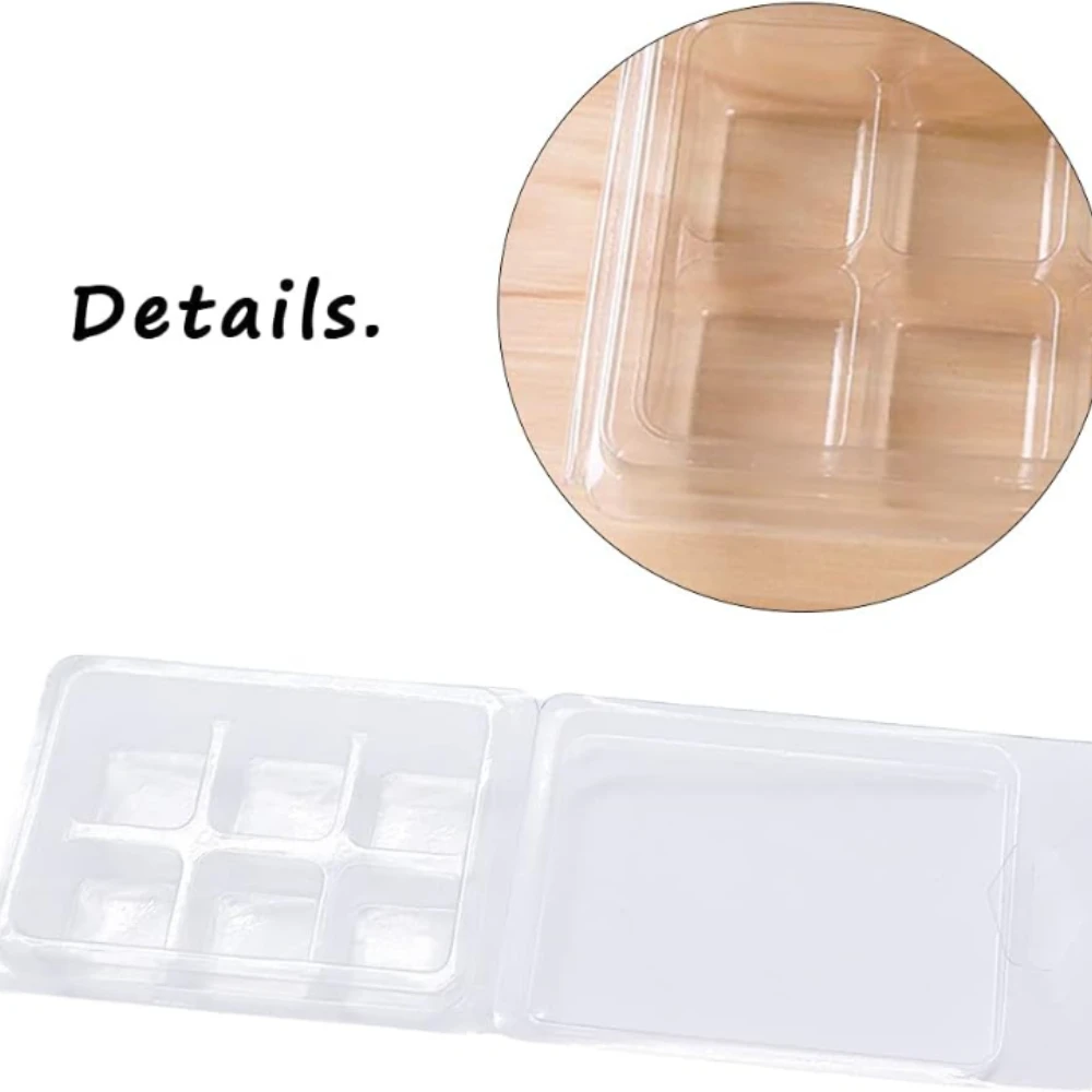 6/18/48 قطعة قوالب صدفي تذوب الشمع مربعة، 6 تجويف صينية مكعبة بلاستيكية شفافة لصنع الشموع والصابون