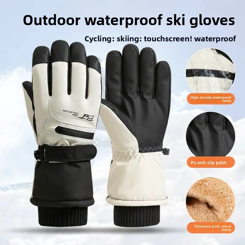 

New Winter Outdoor Waterproof Pocket Warm Men's and Women's Gloves Cycling Gloves Non Slip Skiing Gloves Ski Board Accessories