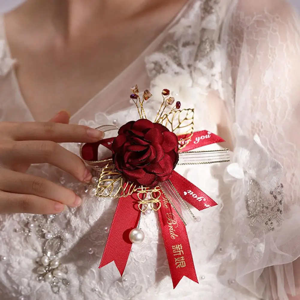 2ชิ้น/เซ็ตสวยฝีมือดีประณีตงานแต่งงาน Boutonnieres แบบดั้งเดิมจีน Corsage แต่งงานปักดอกไม้