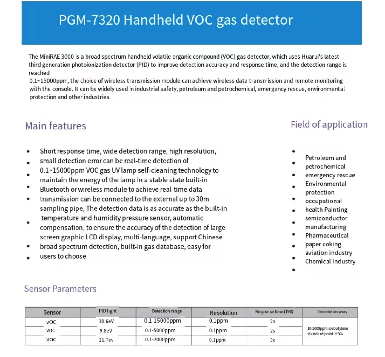 RAE PGM-7300/7320/7340/7360 VOC gas detector water hydrazine filter sampling rod